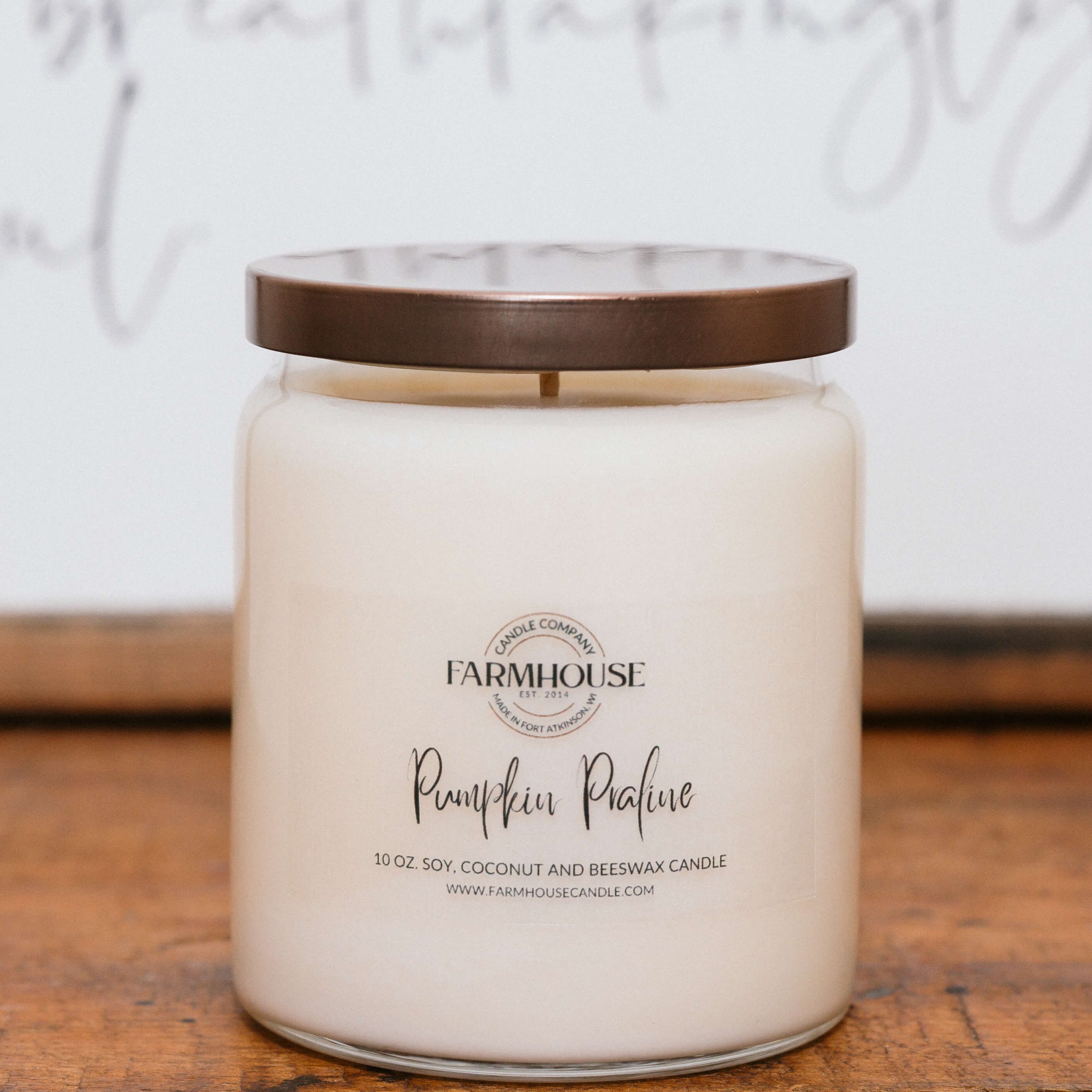 Pumpkin Praline hand-poured soy, coconut and beeswax candle | Farmhouse Candle Company | Wisconsin