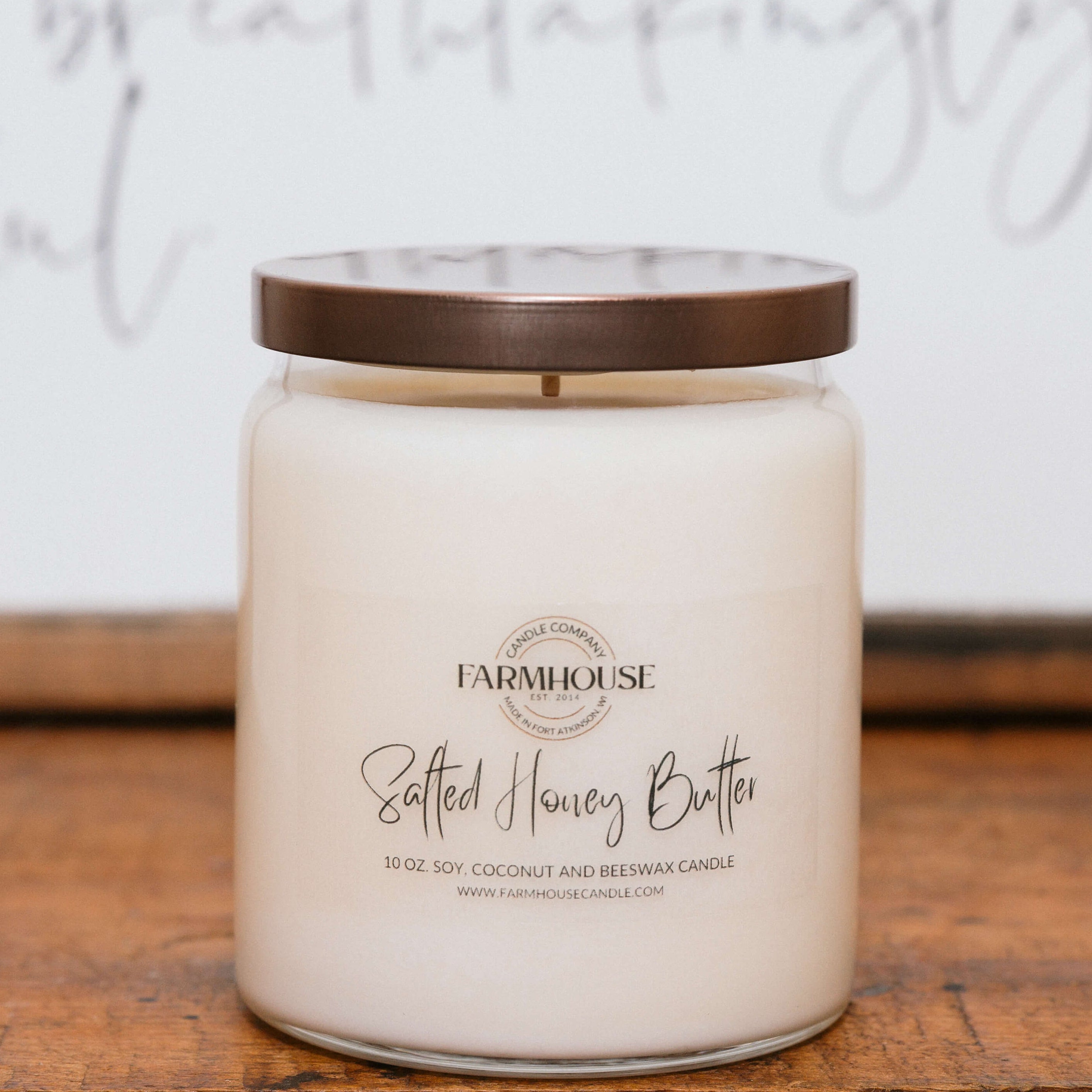 Salted Honey Butter hand-poured soy, coconut and beeswax candle | Farmhouse Candle Company | Wisconsin