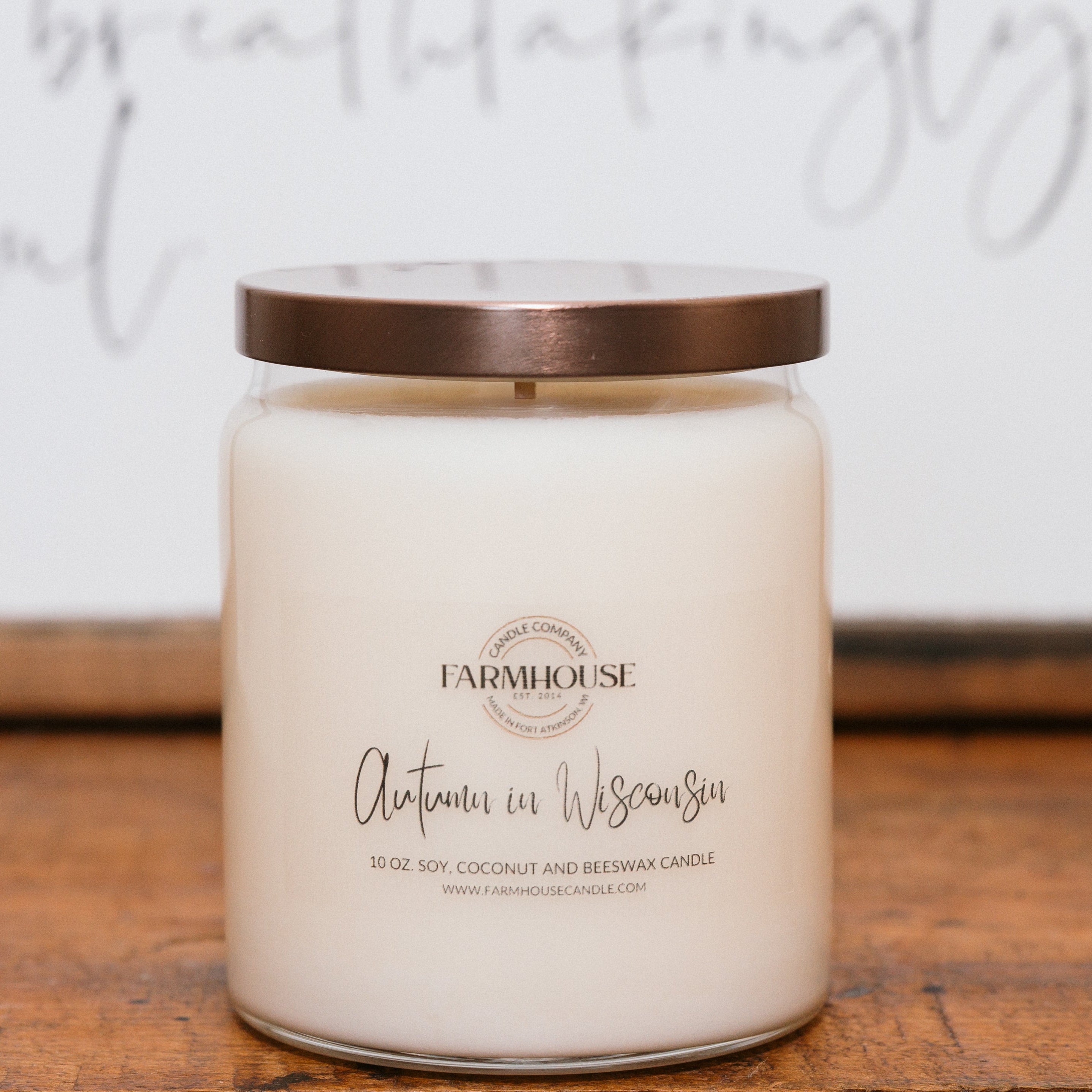 Autumn in Wisconin hand-poured soy coconut beeswax candle | Farmhouse Candle Company | Wisconsin