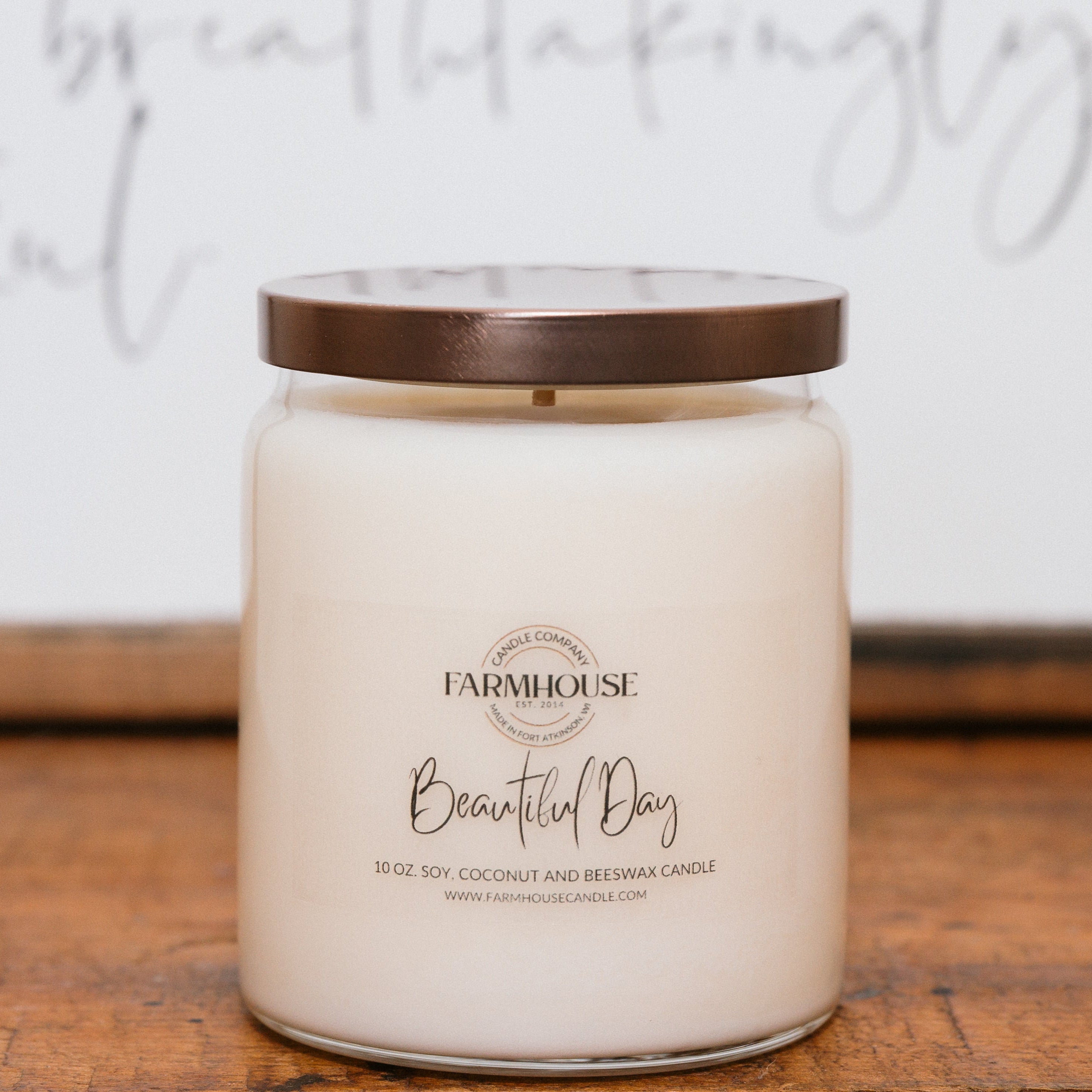 Beautiful Day hand-poured soy coconut beeswax candle | Farmhouse Candle Company | Wisconsin