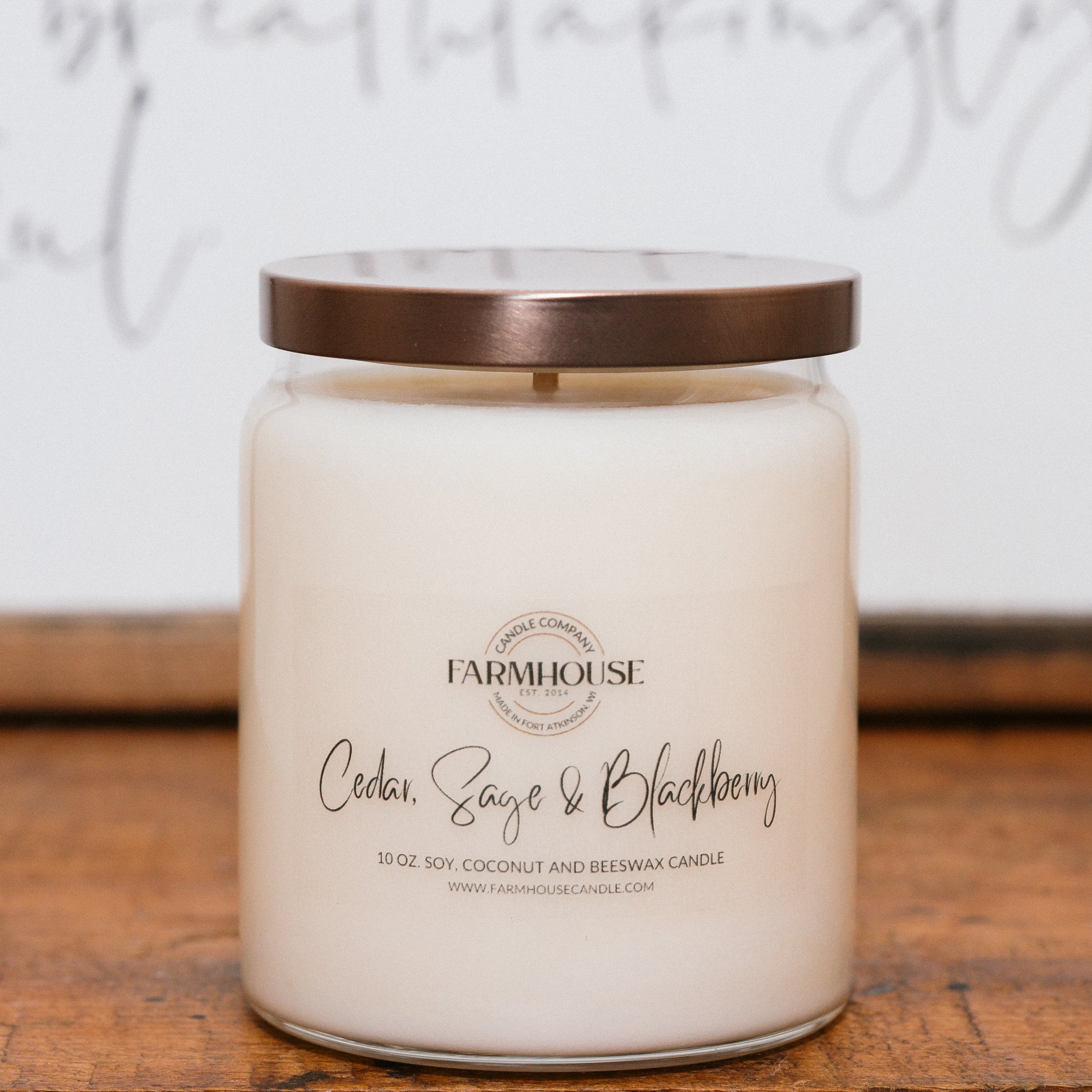 Cedar, Sage & Blackberry hand-poured soy coconut beeswax candle | Farmhouse Candle Company | Wisconsin
