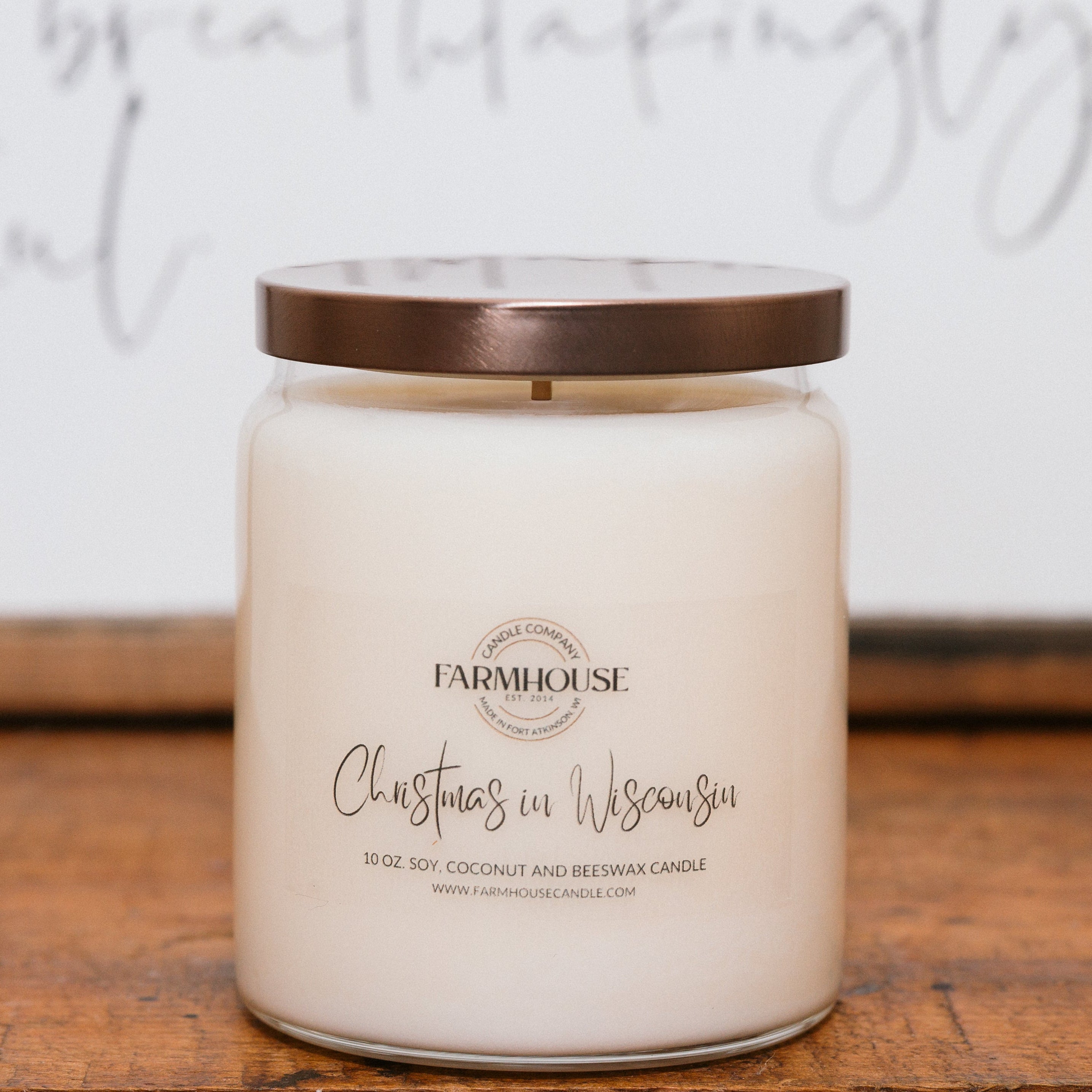 Christmas in Wisconsin hand-poured soy coconut beeswax candle | Farmhouse Candle Company | Wisconsin