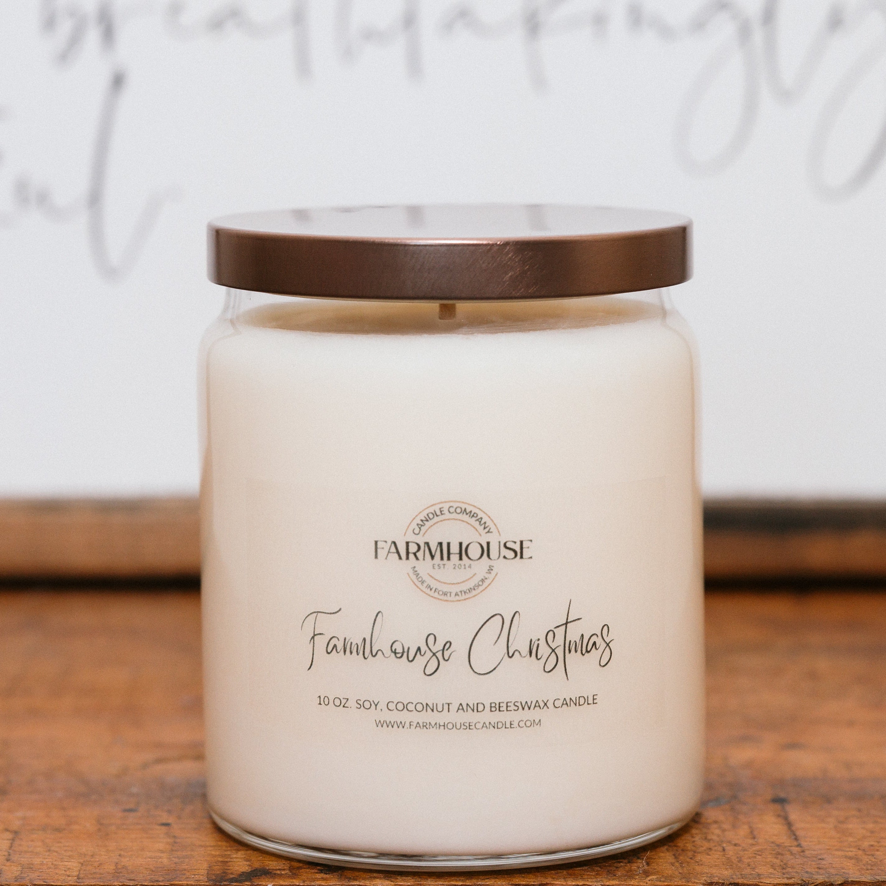 Farmhouse Christmas hand-poured soy, coconut and beeswax candle | Farmhouse Candle Company | Wisconsin