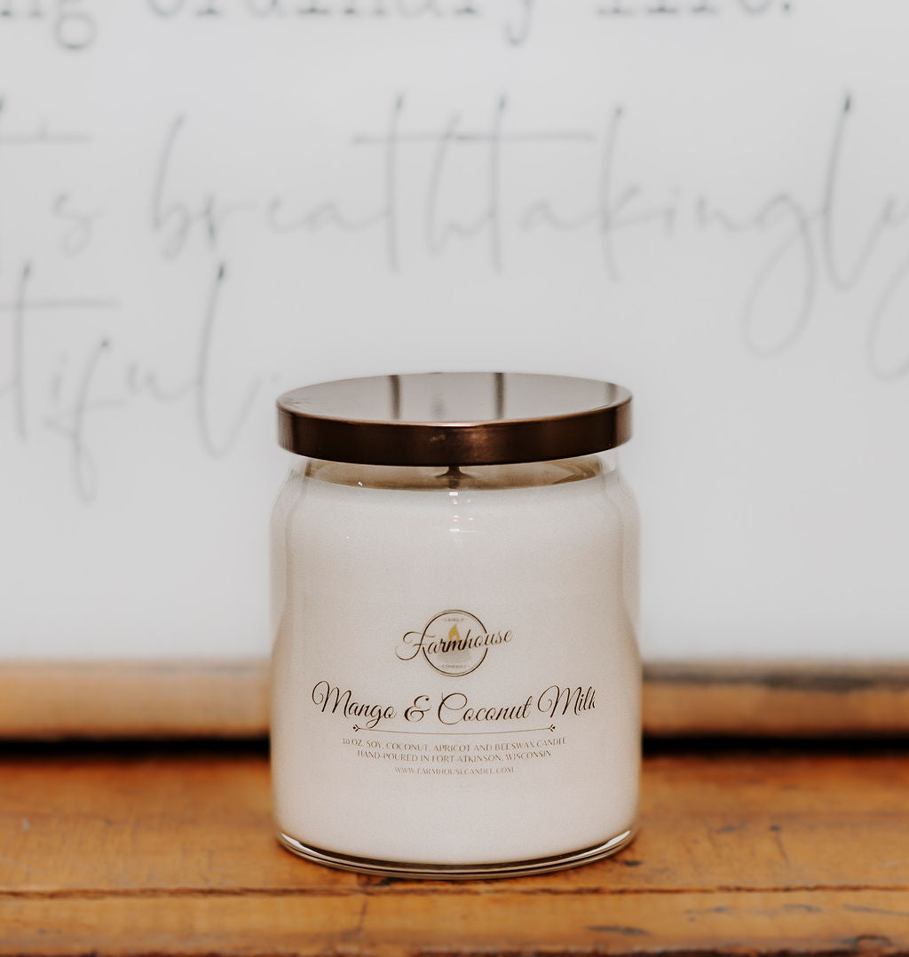 10 oz. Mango & Coconut Milk Candle - Farmhouse Candle Co