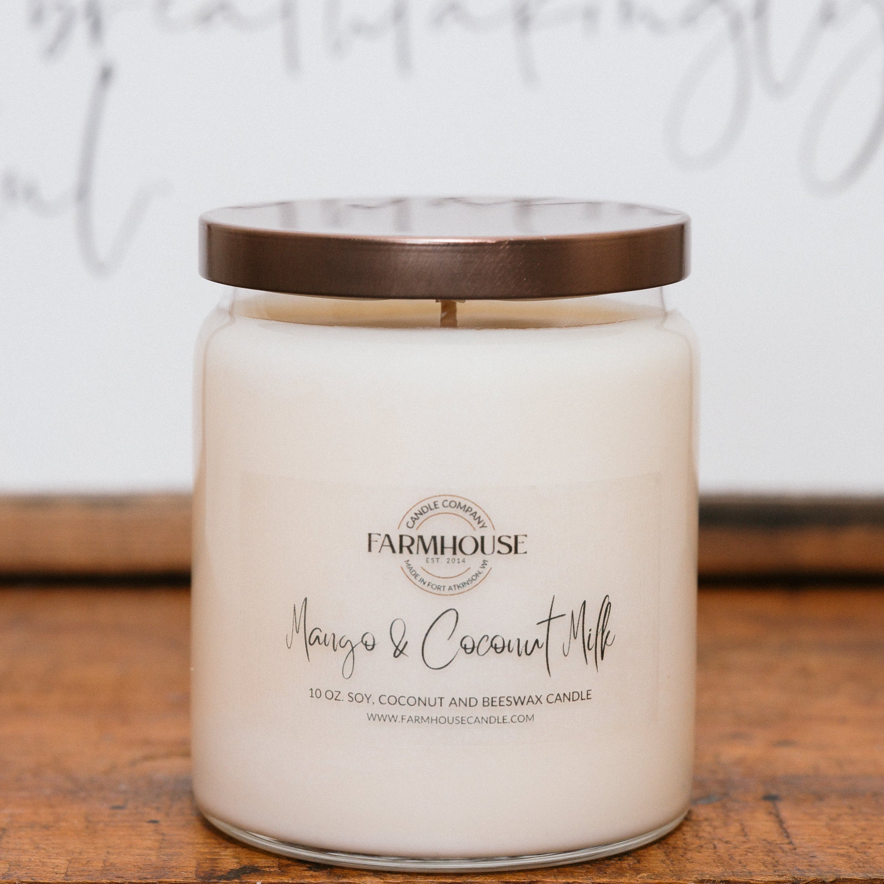 Mango & Coconut Milk hand-poured soy, coconut and beeswax candle | Farmhouse Candle Company | Wisconsin