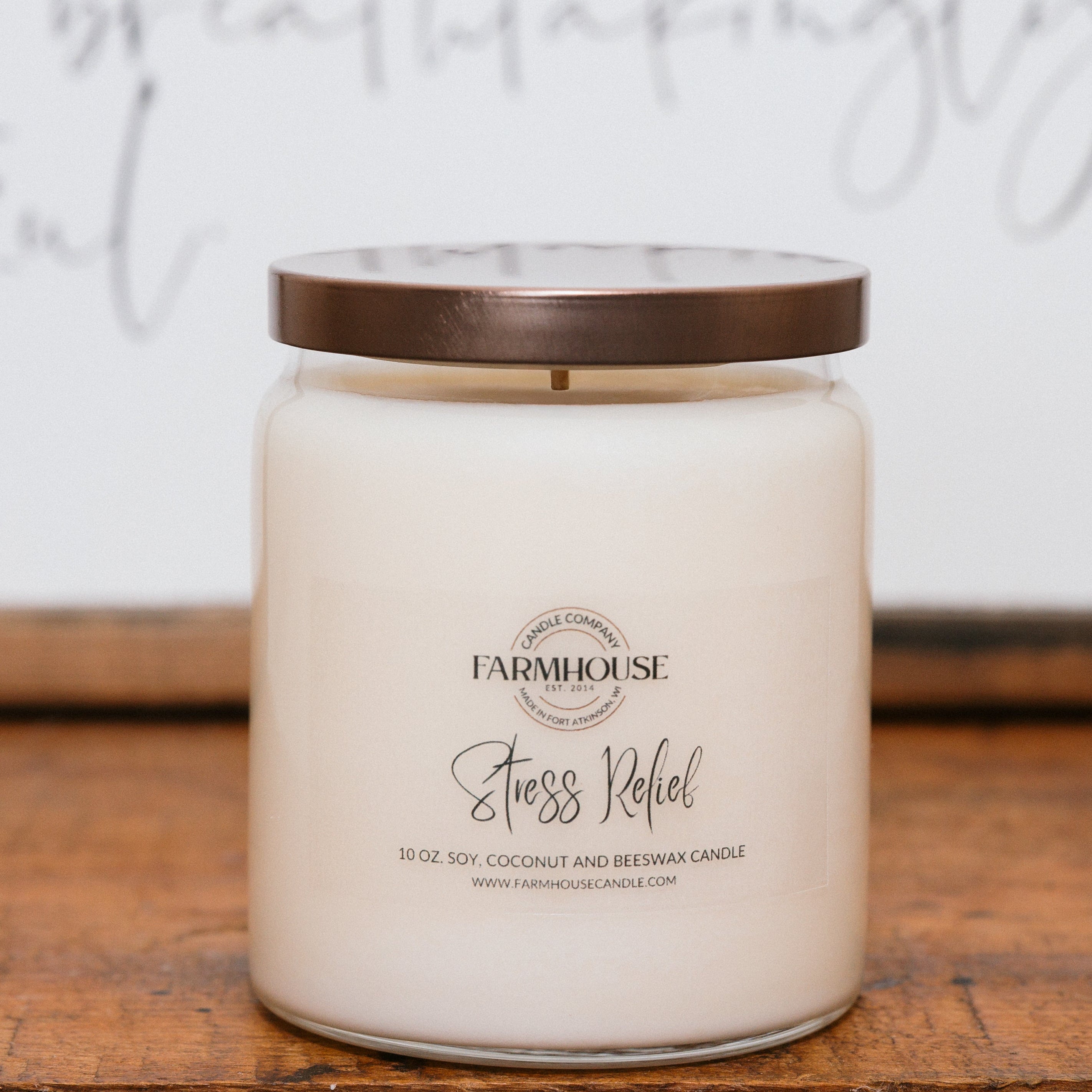 Stress Relief hand-poured soy coconut beeswax candle | Farmhouse Candle Company | Wisconsin