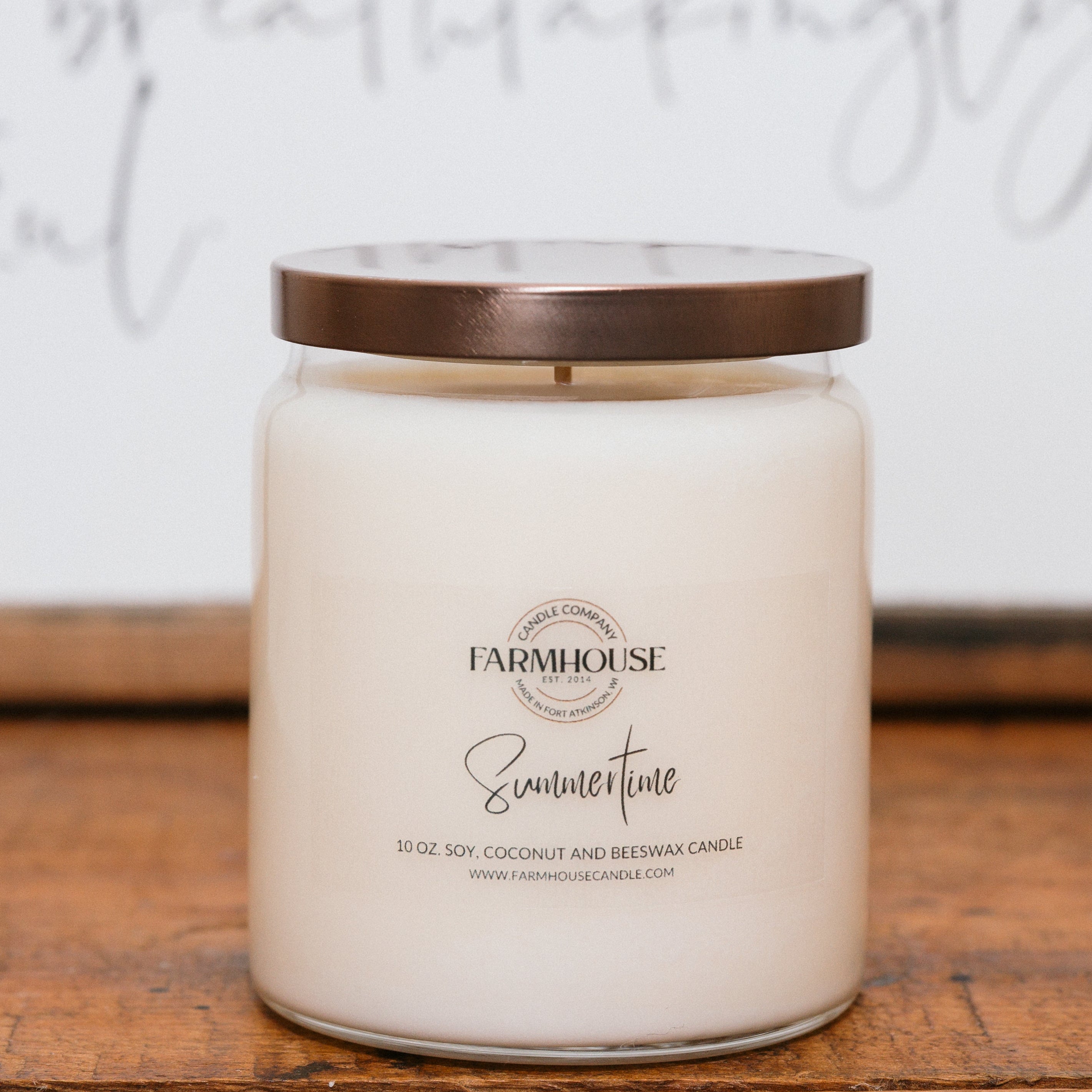 Summertime hand-poured soy, coconut and beeswax candle | Farmhouse Candle Company | Wisconsin
