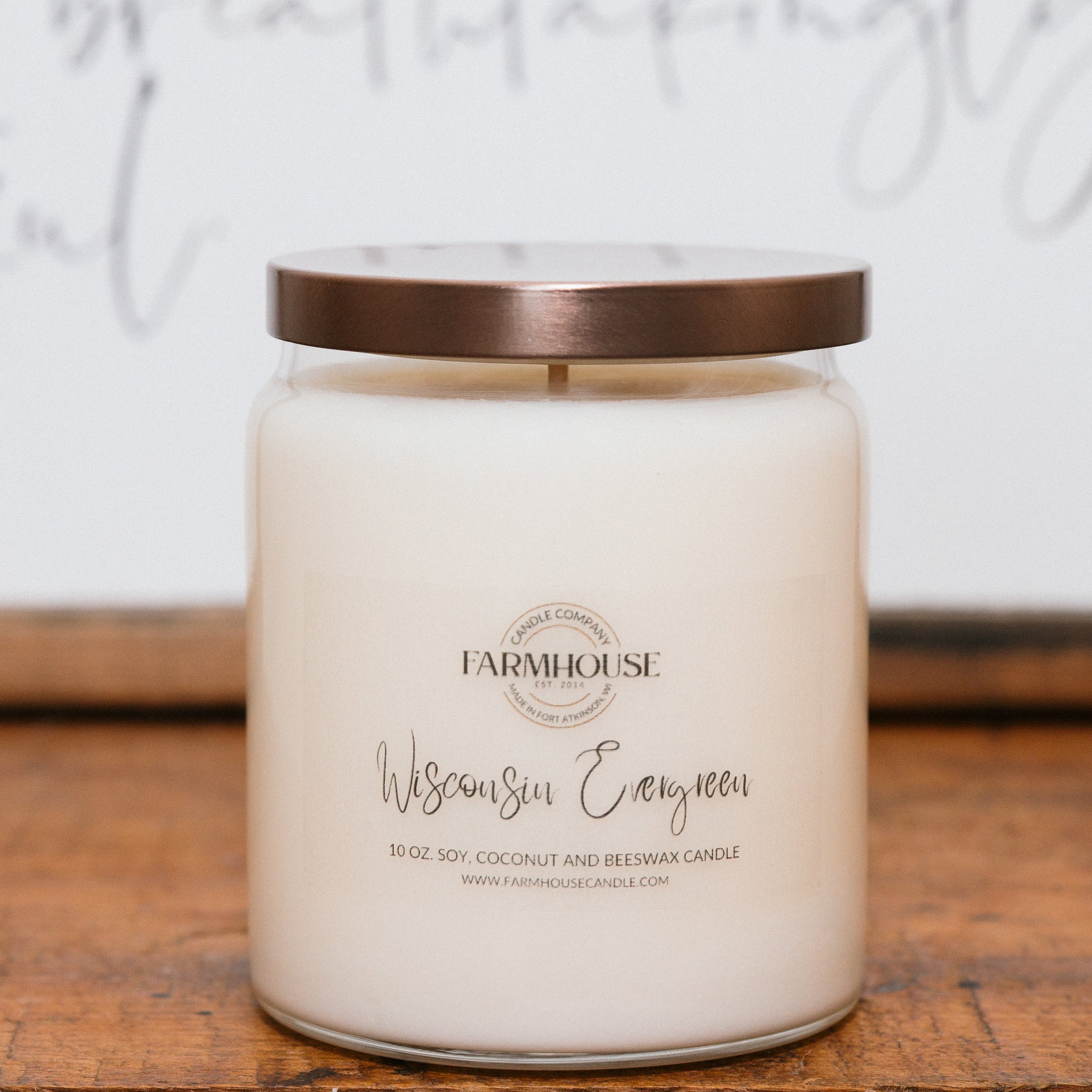 Wisconsin Evergreen hand-poured soy coconut beeswax candle | Farmhouse Candle Company | Wisconsin