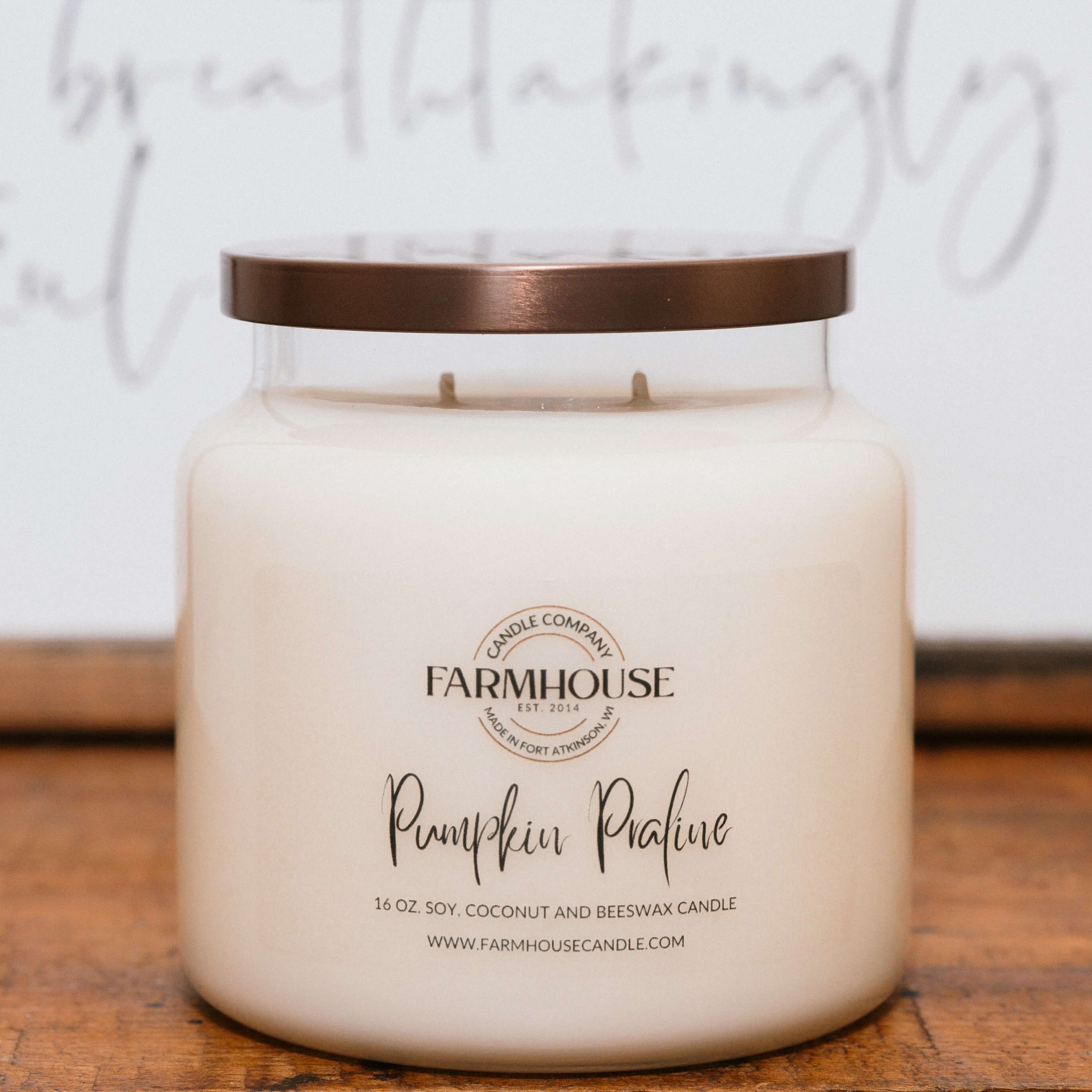 Pumpkin Praline hand-poured soy, coconut and beeswax candle | Farmhouse Candle Company | Wisconsin