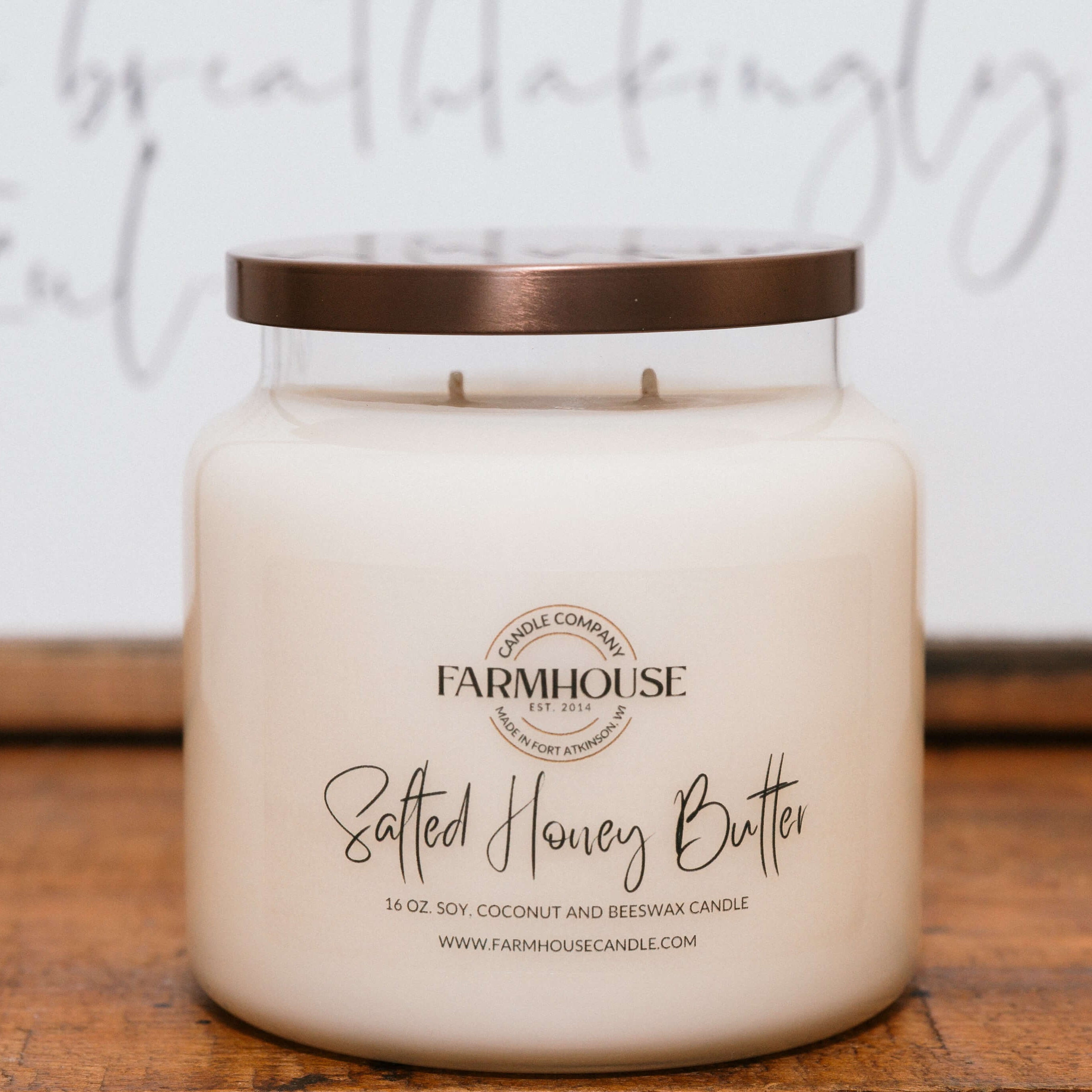 Salted Honey Butter hand-poured soy, coconut and beeswax candle | Farmhouse Candle Company | Wisconsin