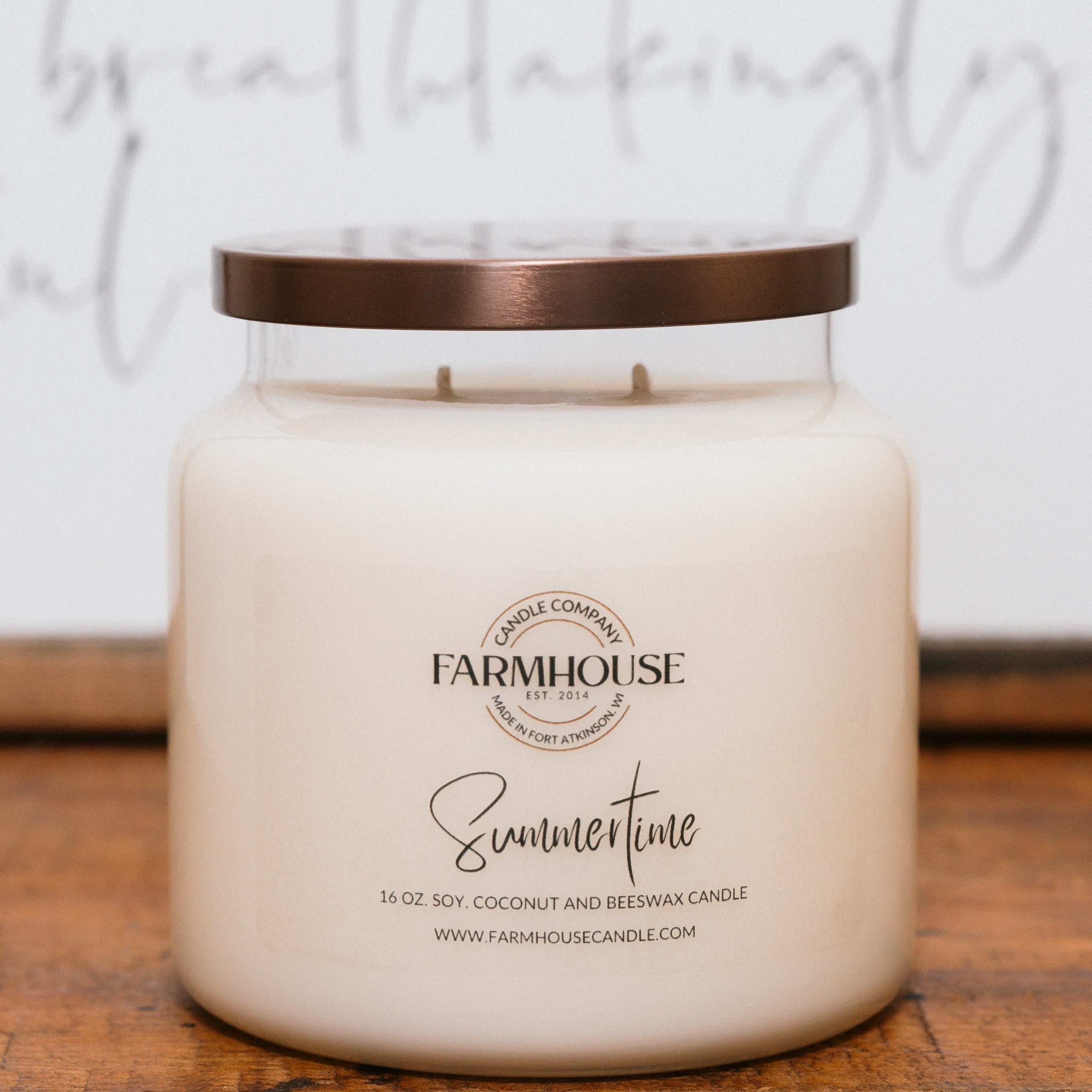 Summertime hand-poured soy, coconut and beeswax candle | Farmhouse Candle Company | Wisconsin