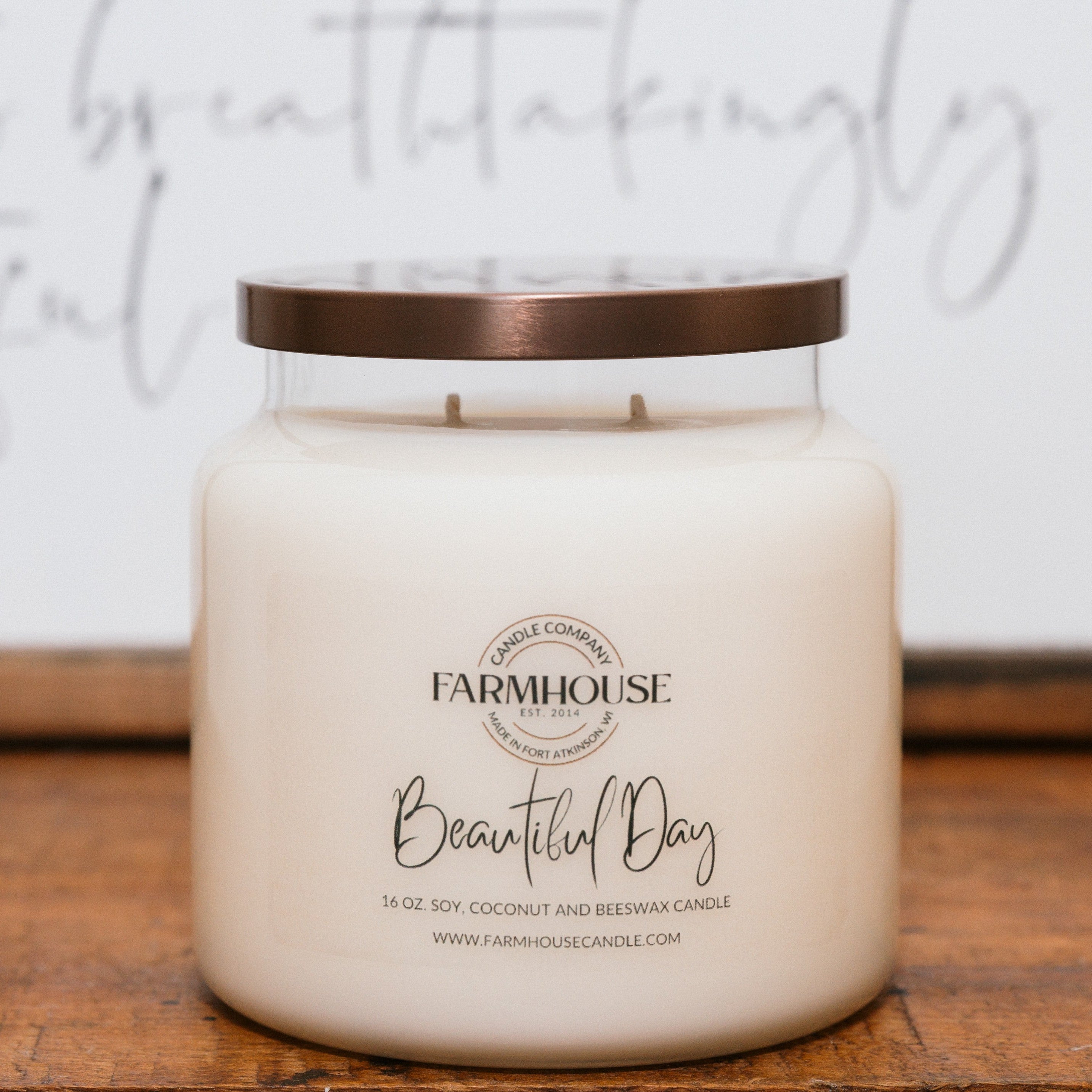 Beautiful Day hand-poured soy coconut beeswax candle | Farmhouse Candle Company | Wisconsin