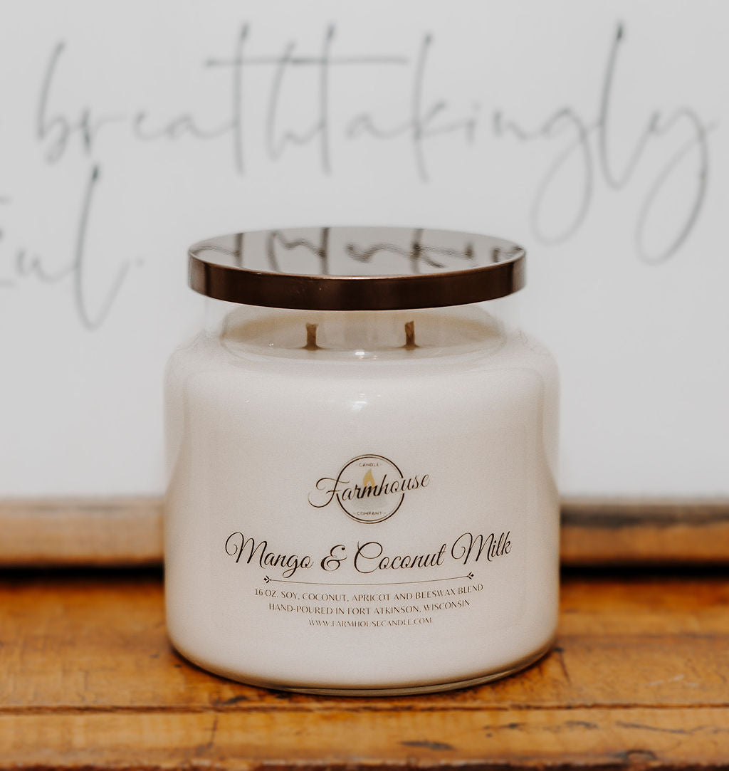 16 oz. Mango & Coconut Milk Candle - Farmhouse Candle Co