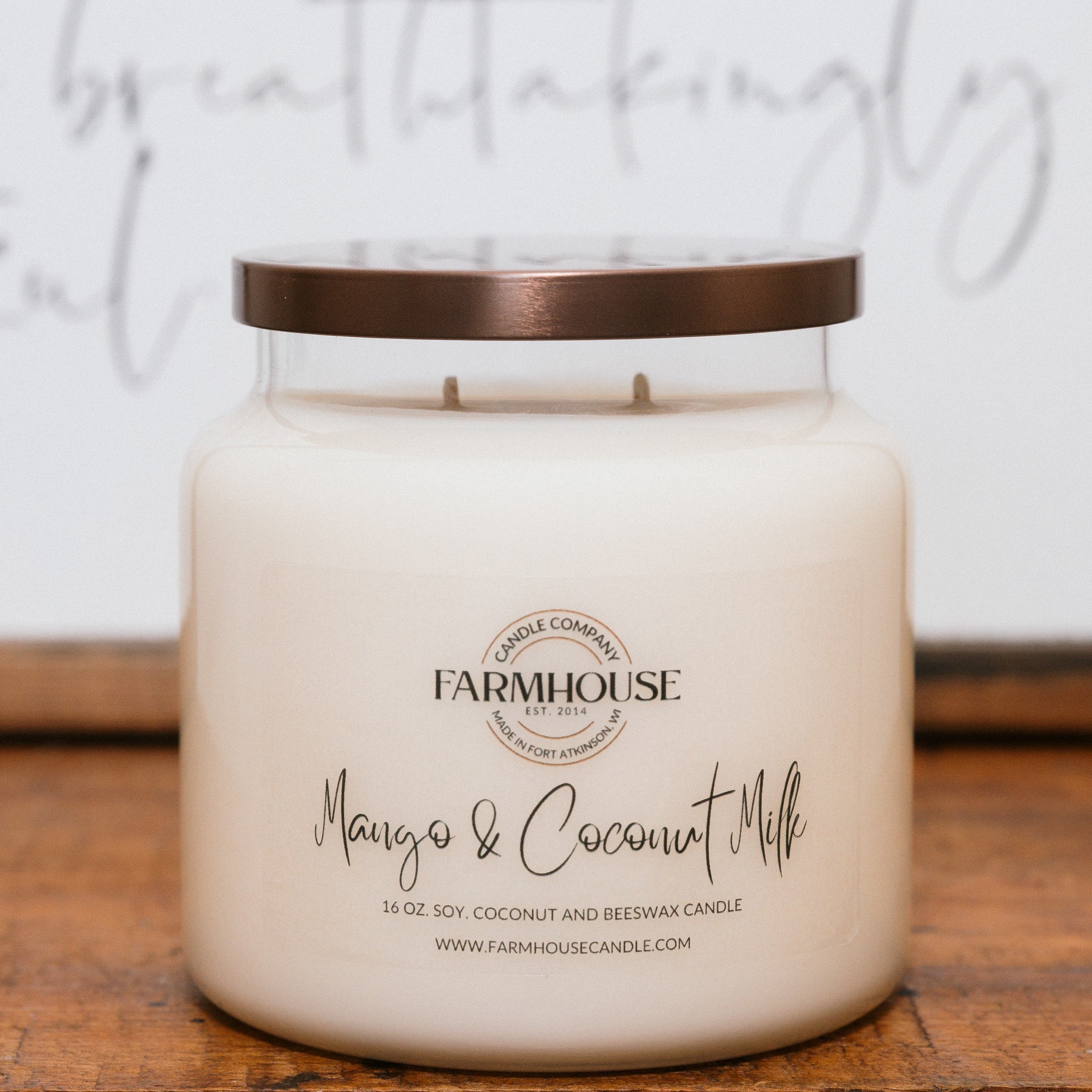 Mango & Coconut Milk hand-poured soy, coconut and beeswax candle | Farmhouse Candle Company | Wisconsin