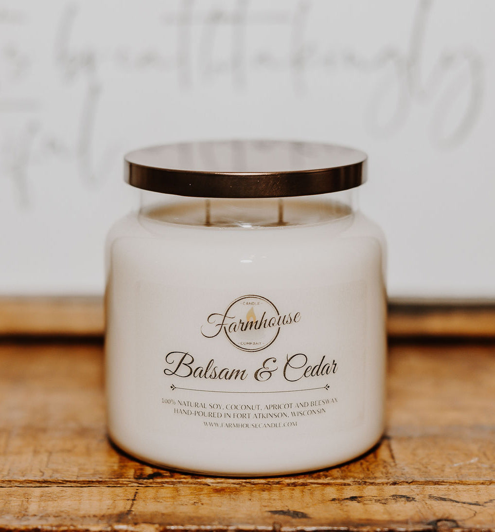 16 oz. Balsam & Cedar Candle | FARMHOUSE CANDLE COMPANY